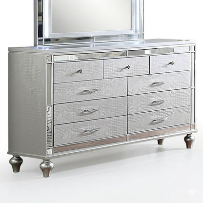 1 Piece Dresser With Snake Skin Bedroom Furniture - Silver