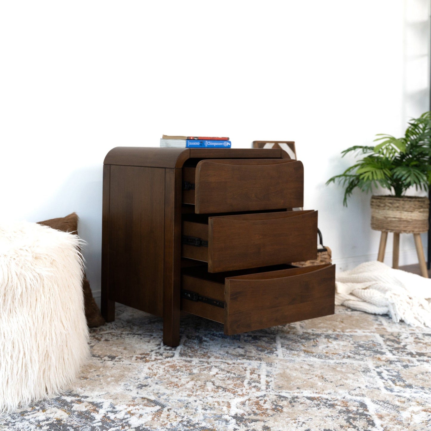 Lionel - Nightstand 3 Drawer Bed Side Table - Brown