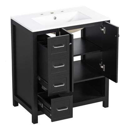 Bathroom Vanity With Sink Top, Bathroom Vanity Cabinet With 2 Doors And 2 Drawers, Open Shelf