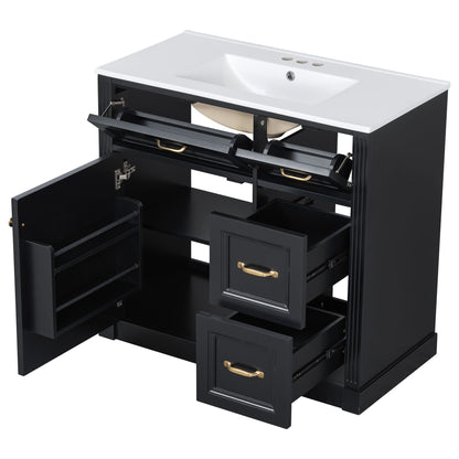 Modern Bathroom Vanity With Sink, 4 Drawers, Soft-Close Door, Adjustable Shelf