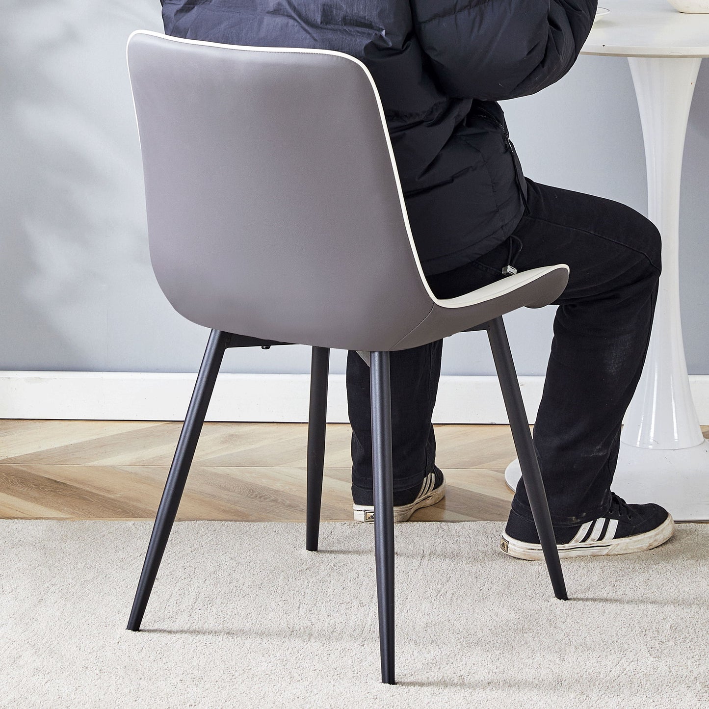 Modern Minimalist Dining Chair Set, Extended Seat Cushion