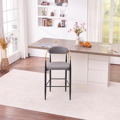 Upholstered Bar Stool With Ergonomic Design (Set of 2)