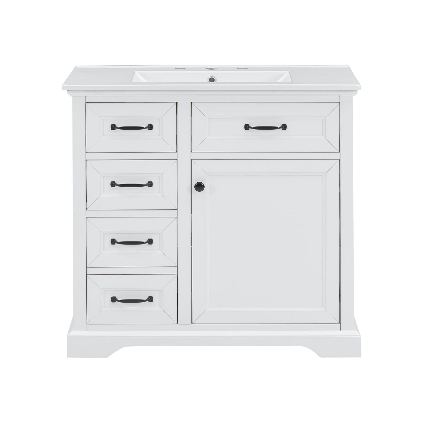 Modern Bathroom Vanity With Sink Top, 4 Drawers And 1 Soft-Close Door