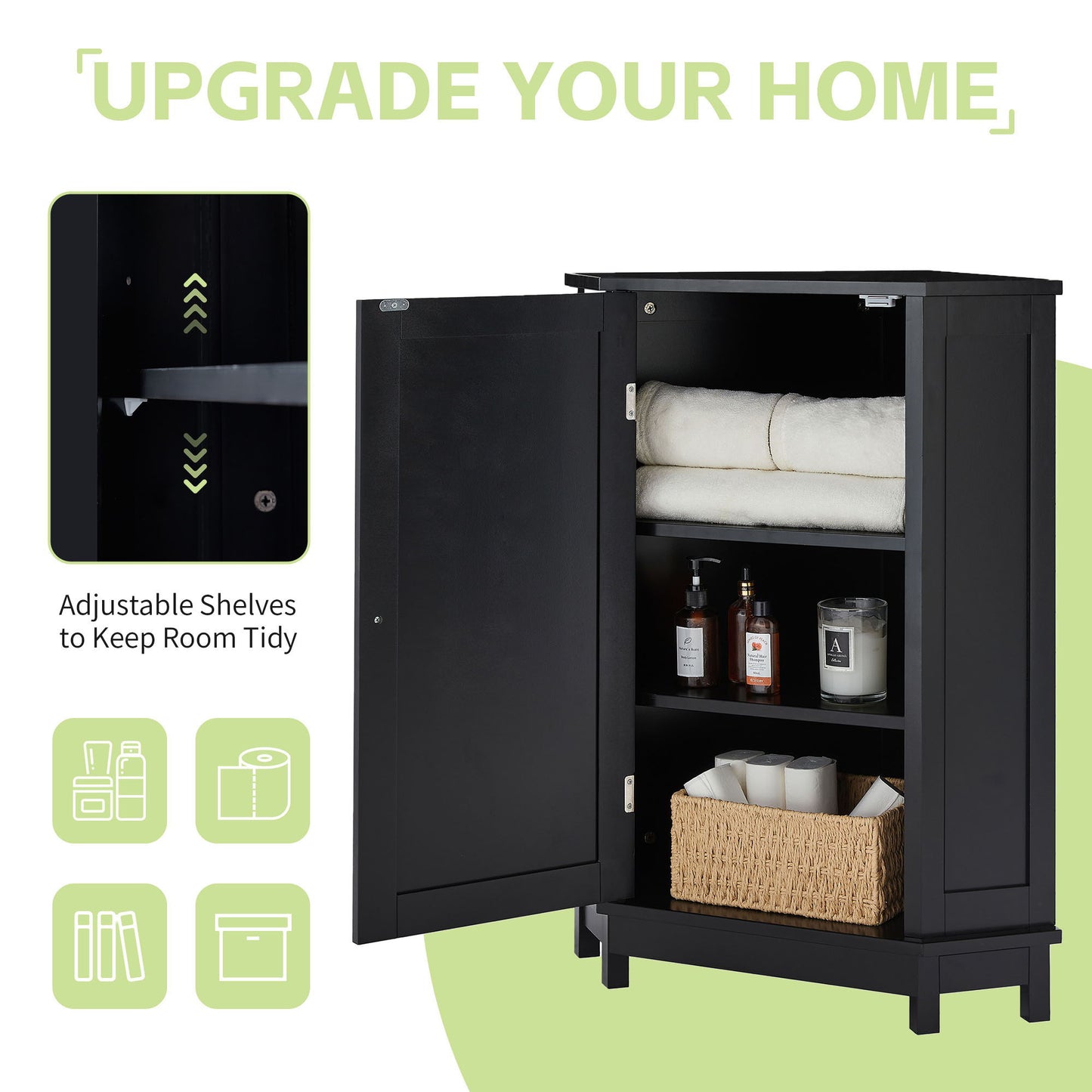 Bathroom Cabinet Triangle Corner Storage Cabinet With Adjustable Shelf Modern Style