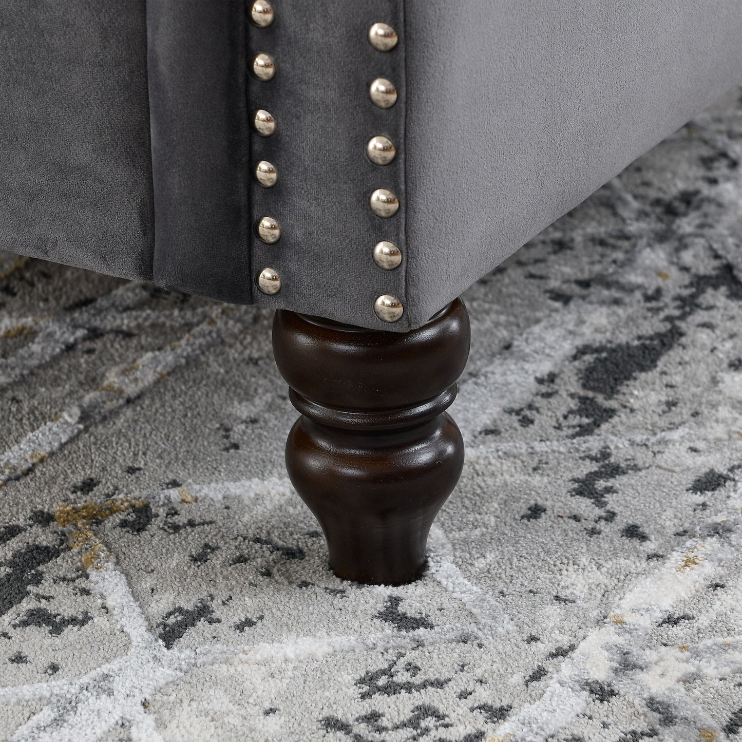 2 Seater Chesterfield Sofa With Rolled Arms And Nailhead Trim For Living Room