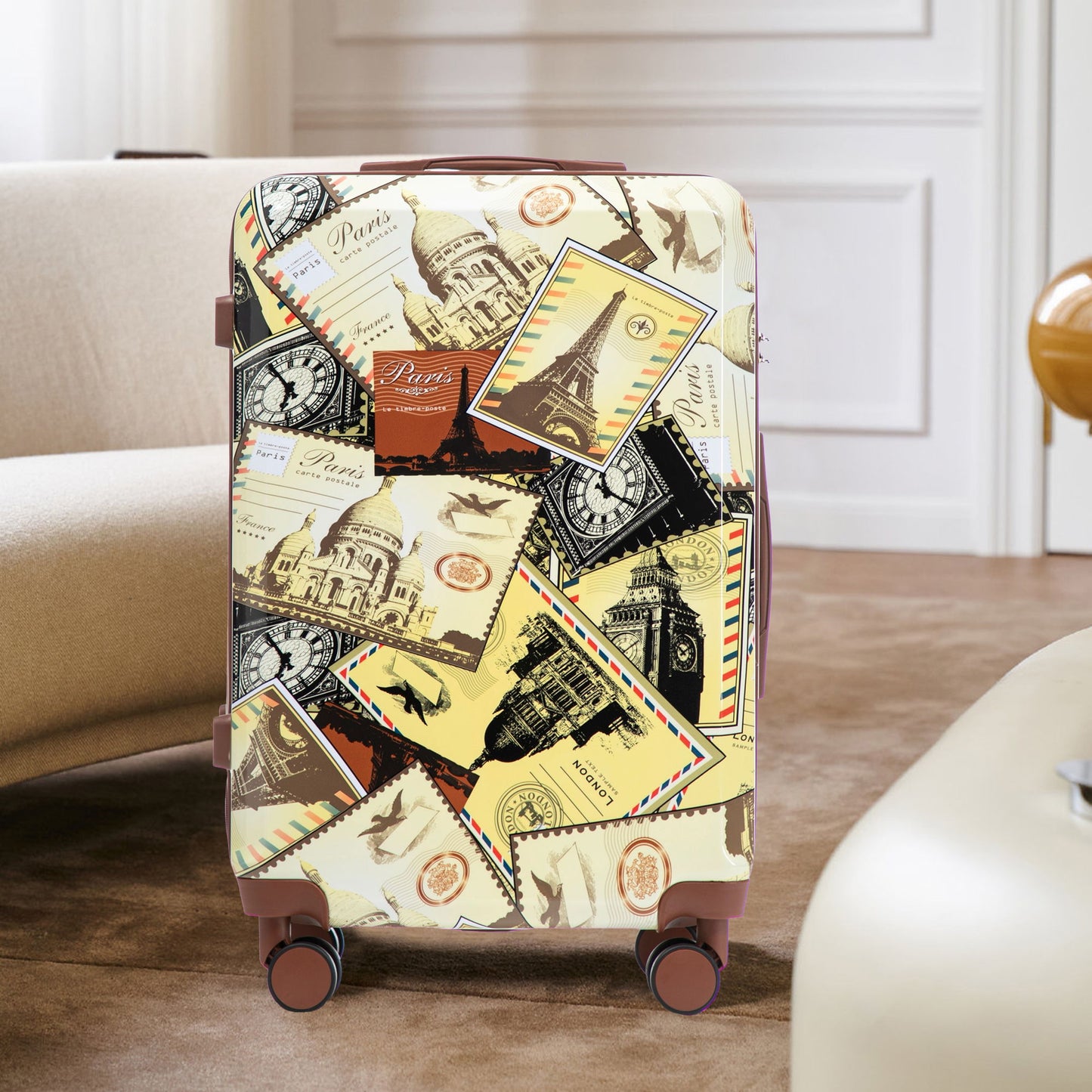 3 Piece Spinner Luggage Set 20" / 24" / 28" With Combination Lock And Silent Wheels - Black / Vintage