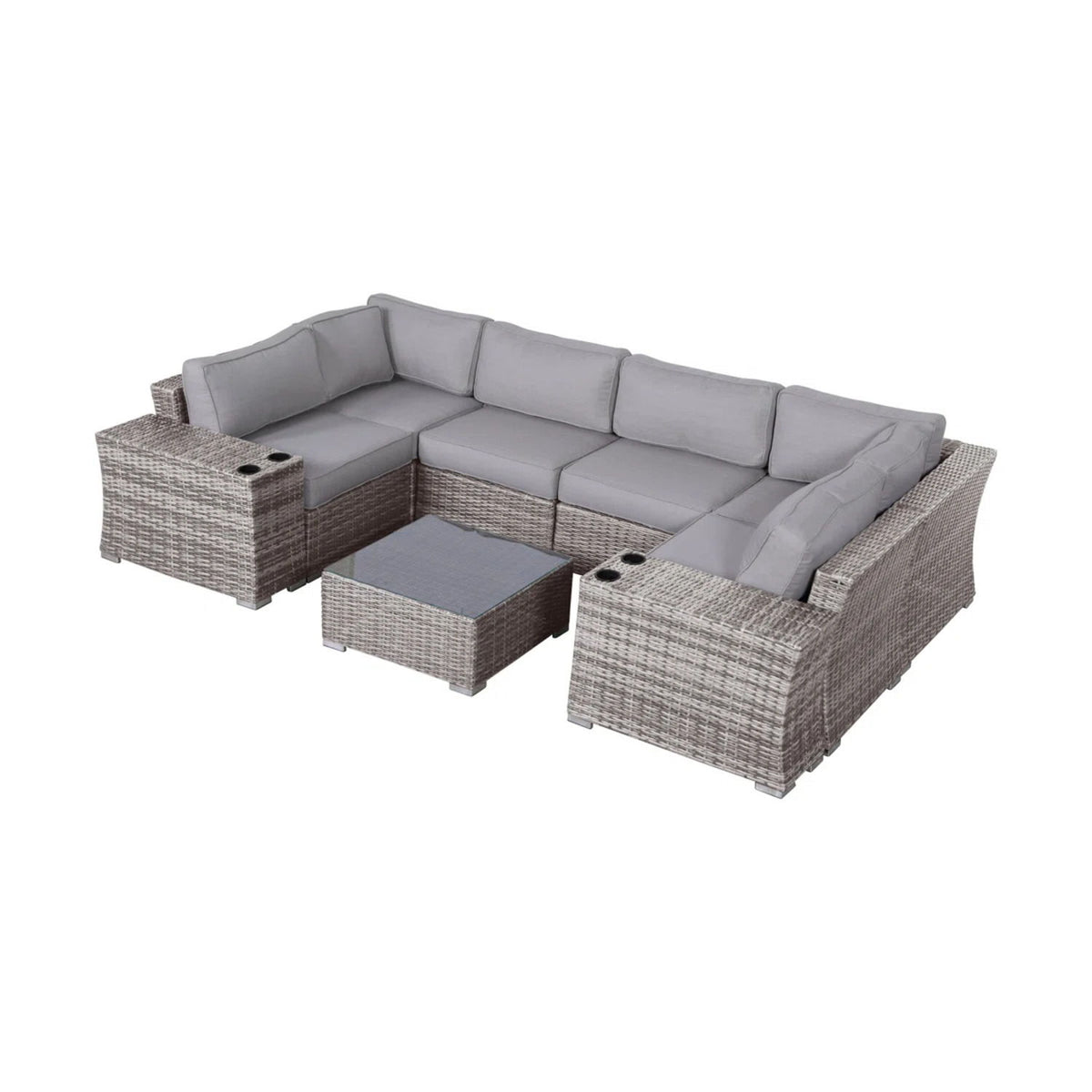 4 Person Patio Seating Set With Cushions, All Weather - Gray