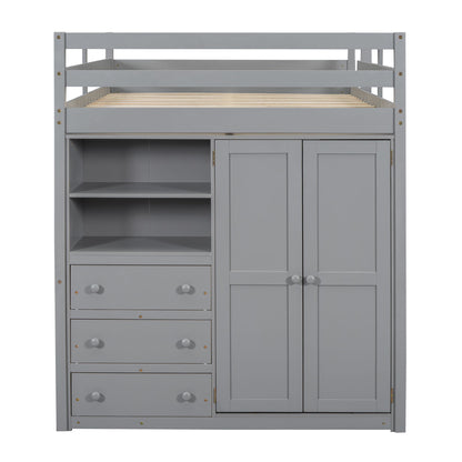 Loft Bed With Built In Wardrobe, Shelves And Drawers