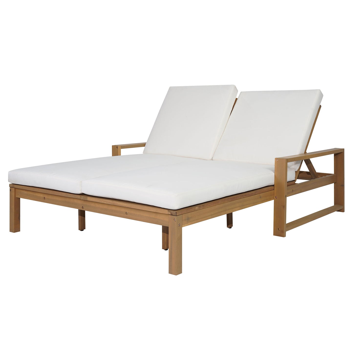 Outdoor Double Lounge Chair With 5 Position Adjustable Backrest