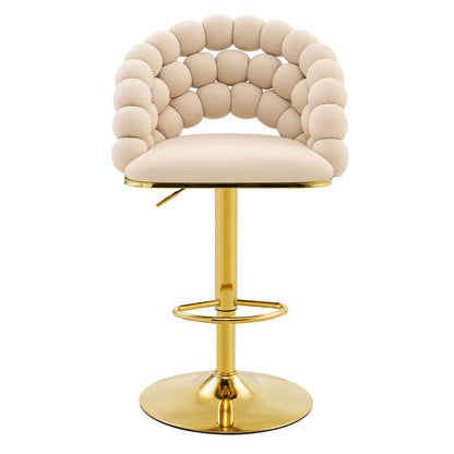 Puffy Bubble Chair, Ball Chain (Set of 2) - Beige / Gold