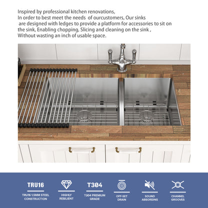 Modern Double Bowl Undermount Sink Design With 10" Deep Basins
