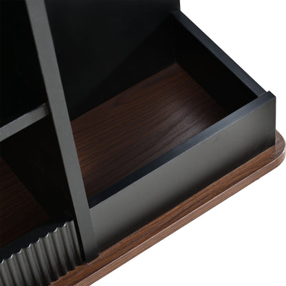 Adjustable End Table With Wheels, 360°Rotating Top And Storage Space
