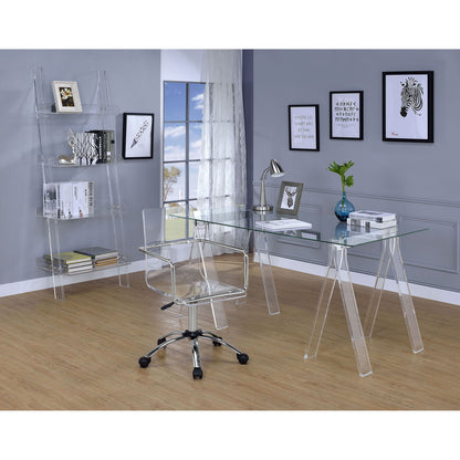 Cimarron - Ladder Bookcase With 4 Shelves - Clear