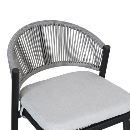 Outdoor 26" Counter Height Metal Frame Counter Stools With Scallop Shaped Backrest & Water Resistant Cushions