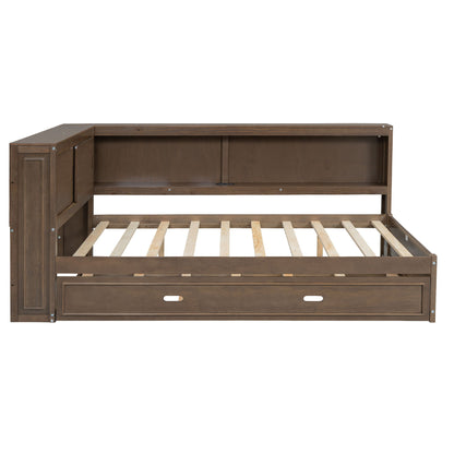 Daybed With Storage Shelves, LED, USB, And Trundle