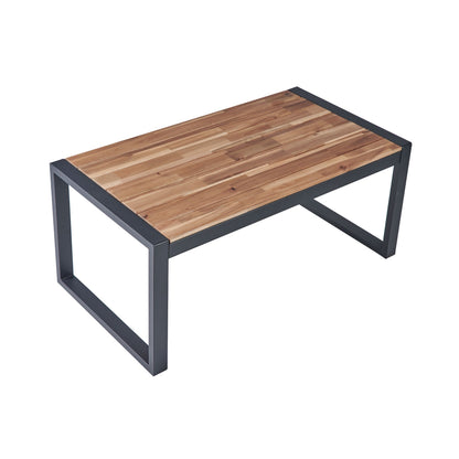 4 Piece Patio Furniture Set With Acacia Wood Table Top And Cushions