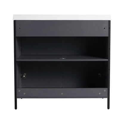 Modern Freestanding Bathroom Vanity With Resin Sink & Soft Close Cabinet Doors