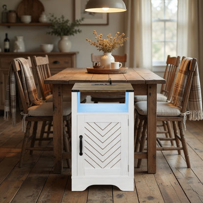 Farmhouse Nightstand With Charging Station & Storage