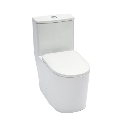 1 Piece Toilet For Bathroom, Soft Closing Seat, Dual Flush 1.1 / 1.6 Gpf - White