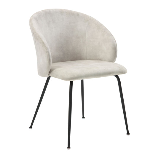 Velvet Upholstery Side Chairs 2 Piece Set With Metal Legs Modern Home Furniture - Beige