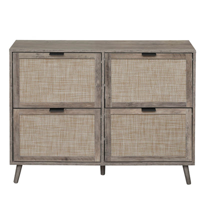4 Door Shoe Rack, Freestanding Modern Shoe Storage Cabinet