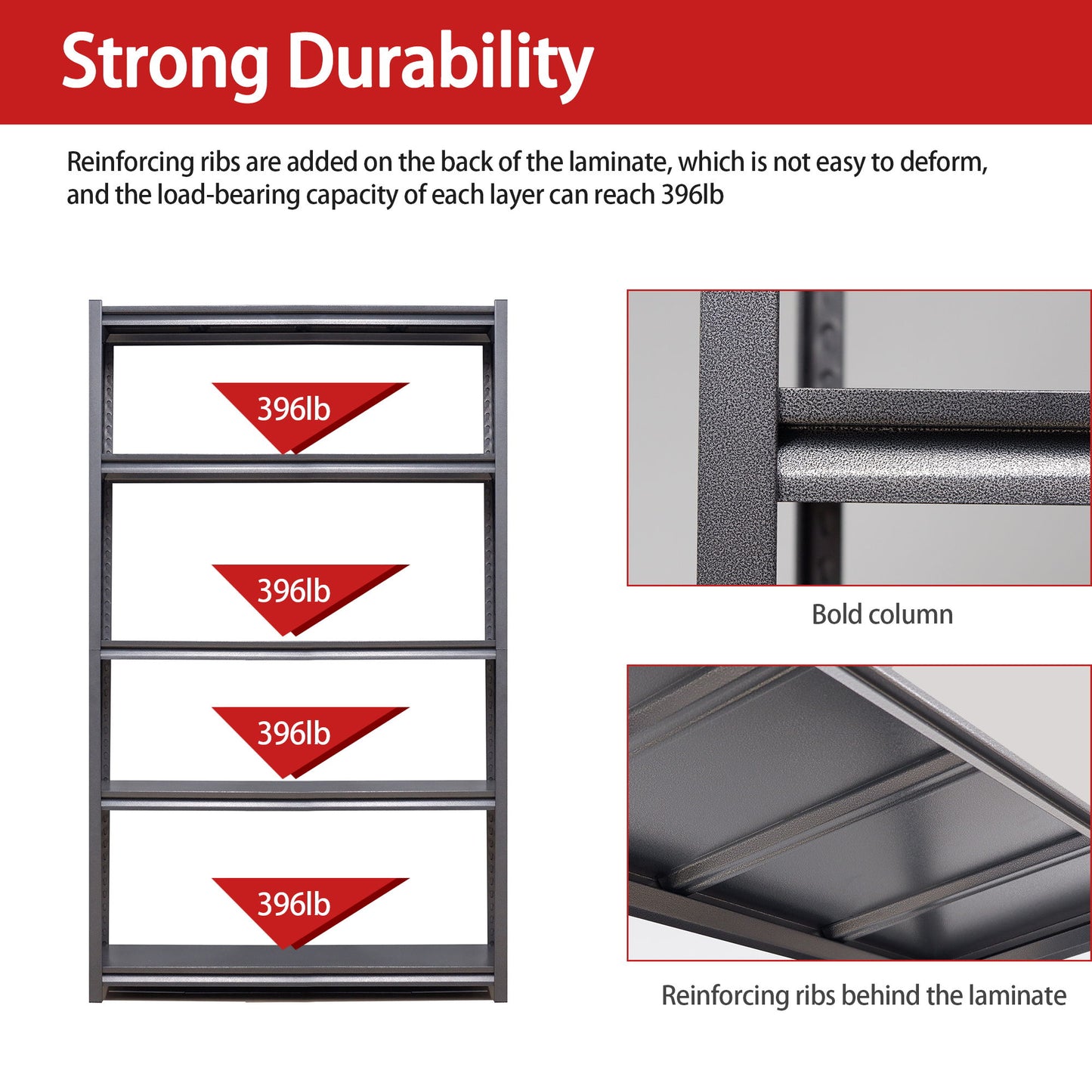 Industrial Heavy Duty Metal Garage Shelving Unit, Adjustable Storage Rack