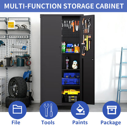 Garage Storage Cabinet With Wheels Heavy-Duty Tool Storage - Black