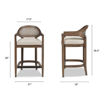 Americana - Mid-Century Modern Cane Back Counter Stool