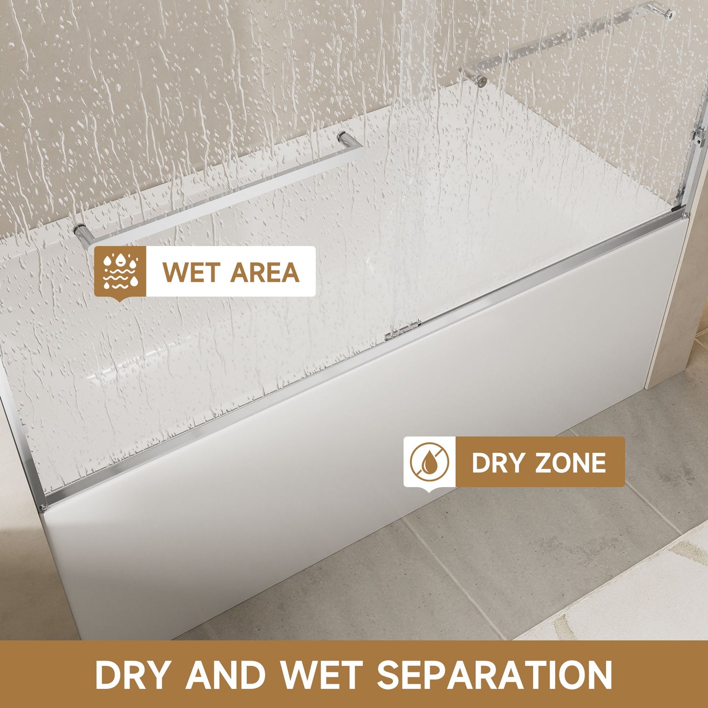 Aluminum Frame Double Double Soft Close Shower Door, Tempered Glass And Dual Stainless Steel Handles
