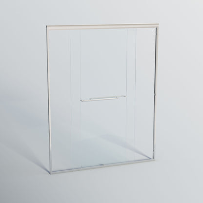 Double Sliding Shower Door, Semi-Frameless Bypass Bathroom Sliding Door With 1/4" (6 Mm) Tempered Glass For Walk-In Shower