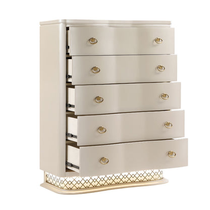 Flora - 5 Drawer Chest With Vertical Storage, LED Lighting - Champagne