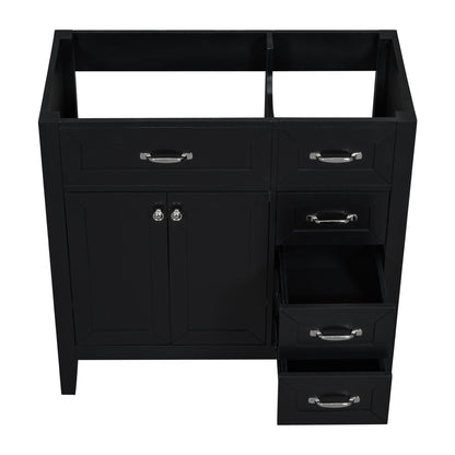 Modern Bathroom Vanity Base Only, 2 Doors And 3 Drawers