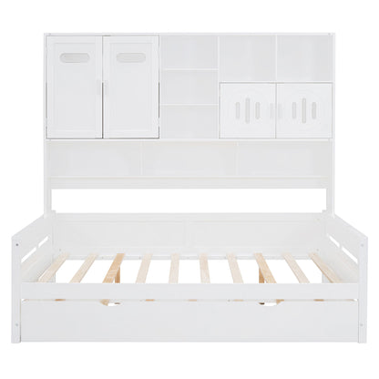 Daybed With All-In-One Cabinet And Shelf