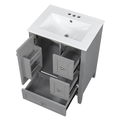 Modern Bathroom Vanity With Sink, Freestanding Cabinet With Drawers And Shelves