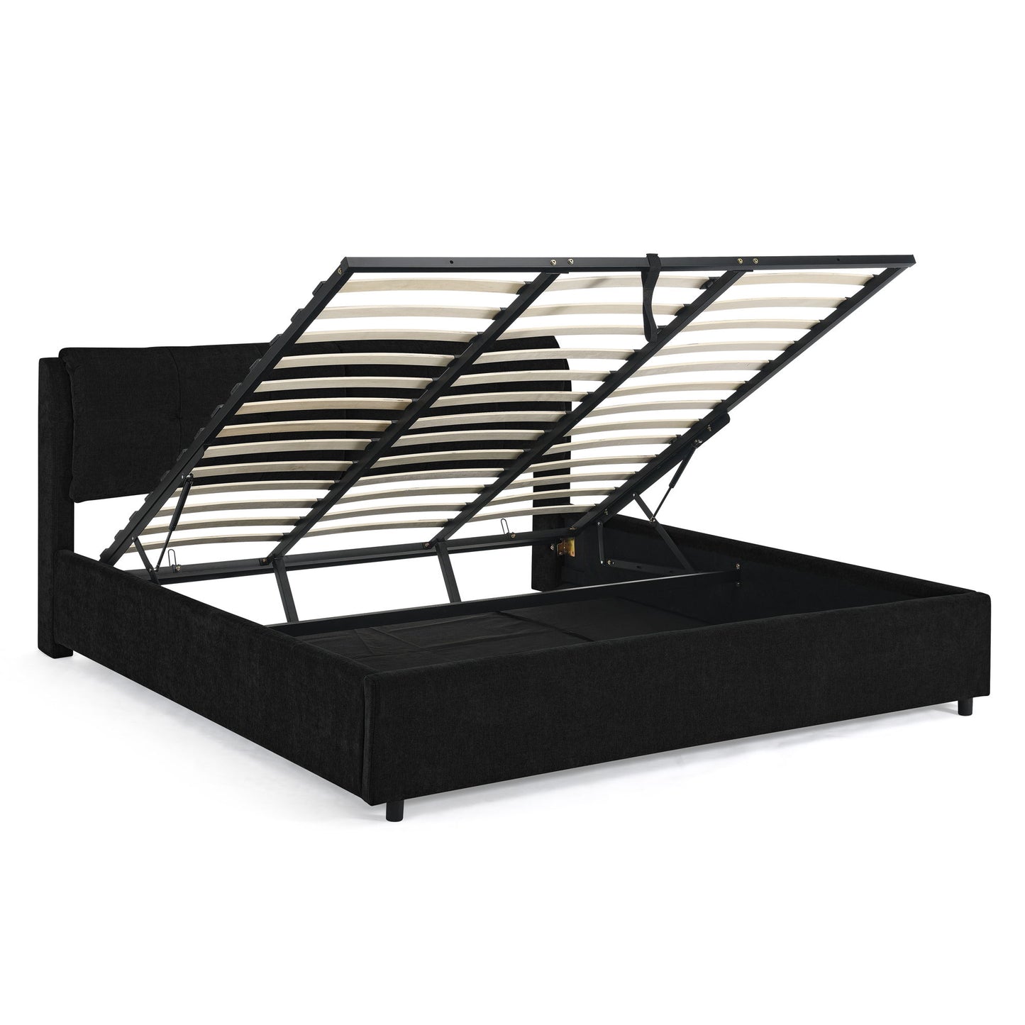 Storage Upholstered Hydraulic Platform Bed With Integrated Headboard