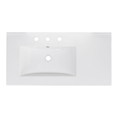 Bathroom Vanity With Ceramic Sink Combo, Abundant Storage Cabinet 2 Soft Close Doors And 5 Drawers