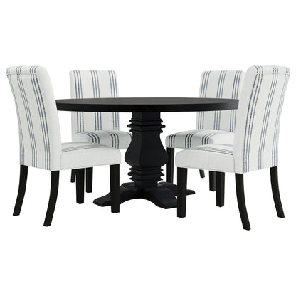 Draper - Upholstered Dining Chair (Set of 2) With Vertical Stripes - Beige