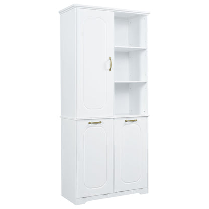 Freestanding Tall Storage Cabinet With 2 Tilt Out Hampers