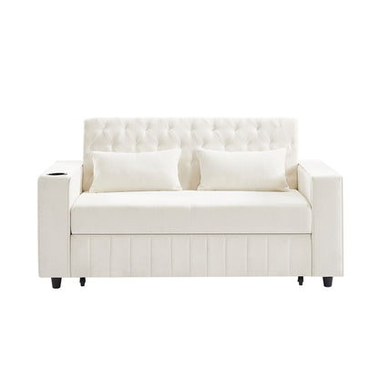 Pull-Out Sofa Bed Convertible Couch With Adjustable Backrest For Living Room