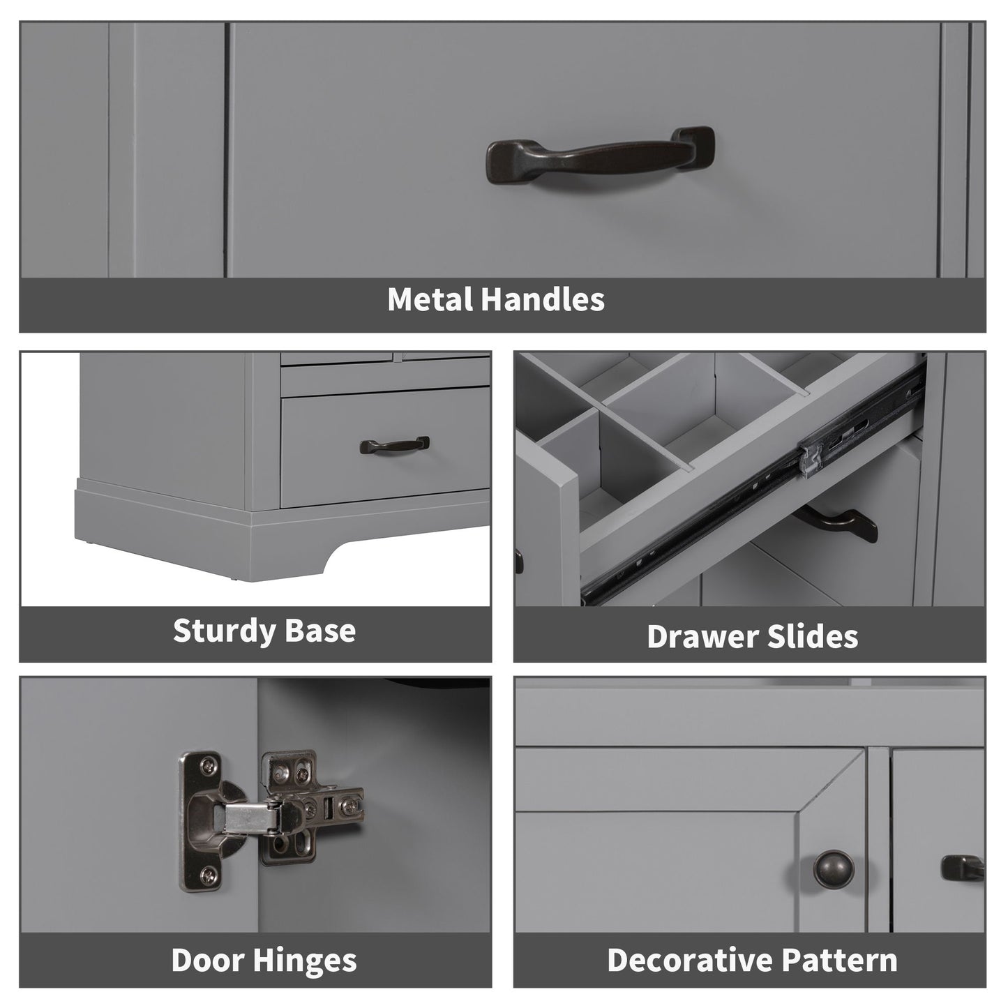 Modern Bathroom Vanity With Sink, 6 Drawers, Adjustable Shelf