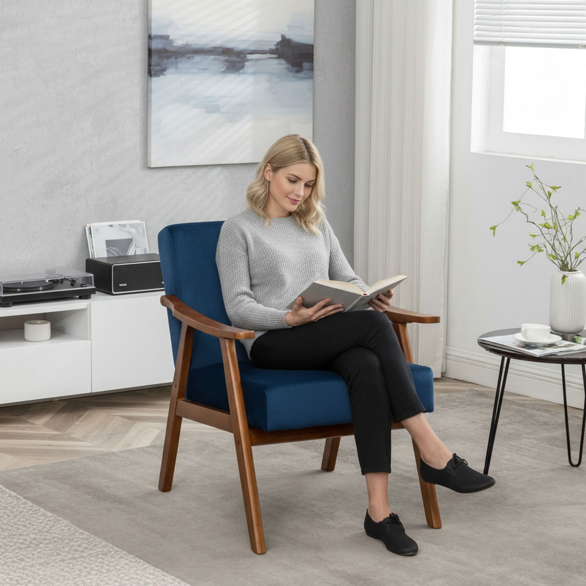Accent Chair, Classic Mid Century Modern For Extra Seating