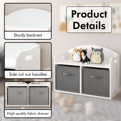 Toy Box Bench With Collapsible Drawers, Storage Cabinet Organizer - White