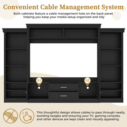 Elegant Entertainment Center Wall Unit With Bookshelves