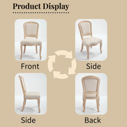 Dining Chairs Upholstered With Fan Shaped Back (Set of 2) - Beige