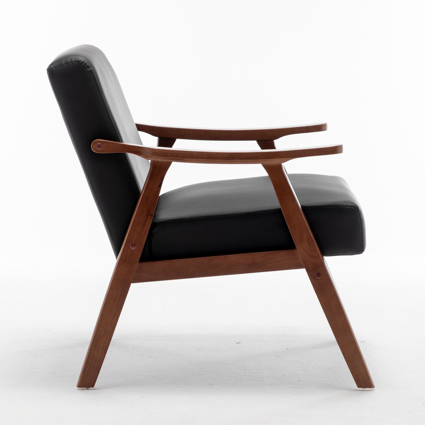Mid Century Modern Accent Chair With Solid Wood Frame And Extra Thick Backrest