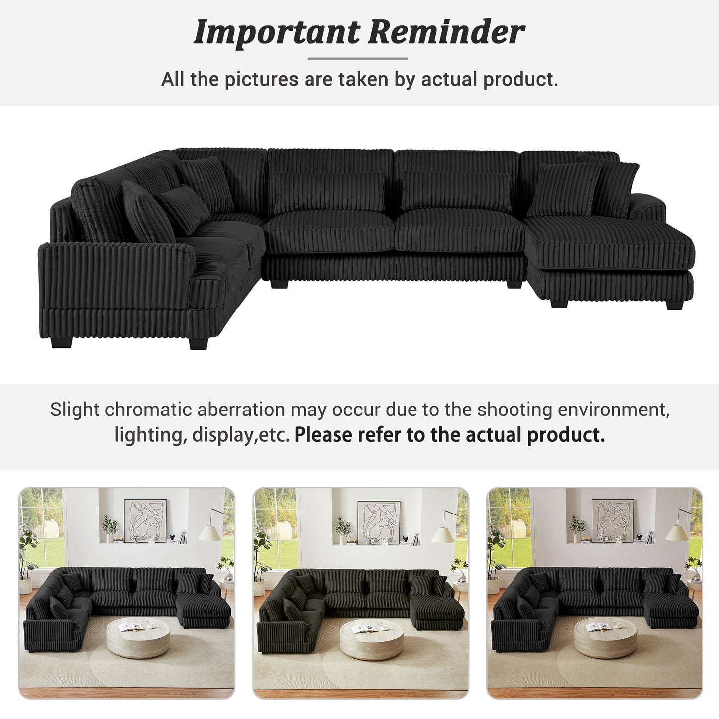 Oversized Sectional Sofa U - Shaped Sofa Couch Modern Sofa Upholstered In Soft With A Chaise Lounge For Living Room