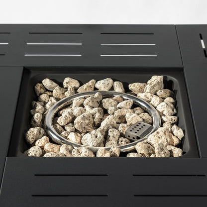 Propane Gas Fire Pit Table, 50000 Btu, Rectangular For Outside - Black