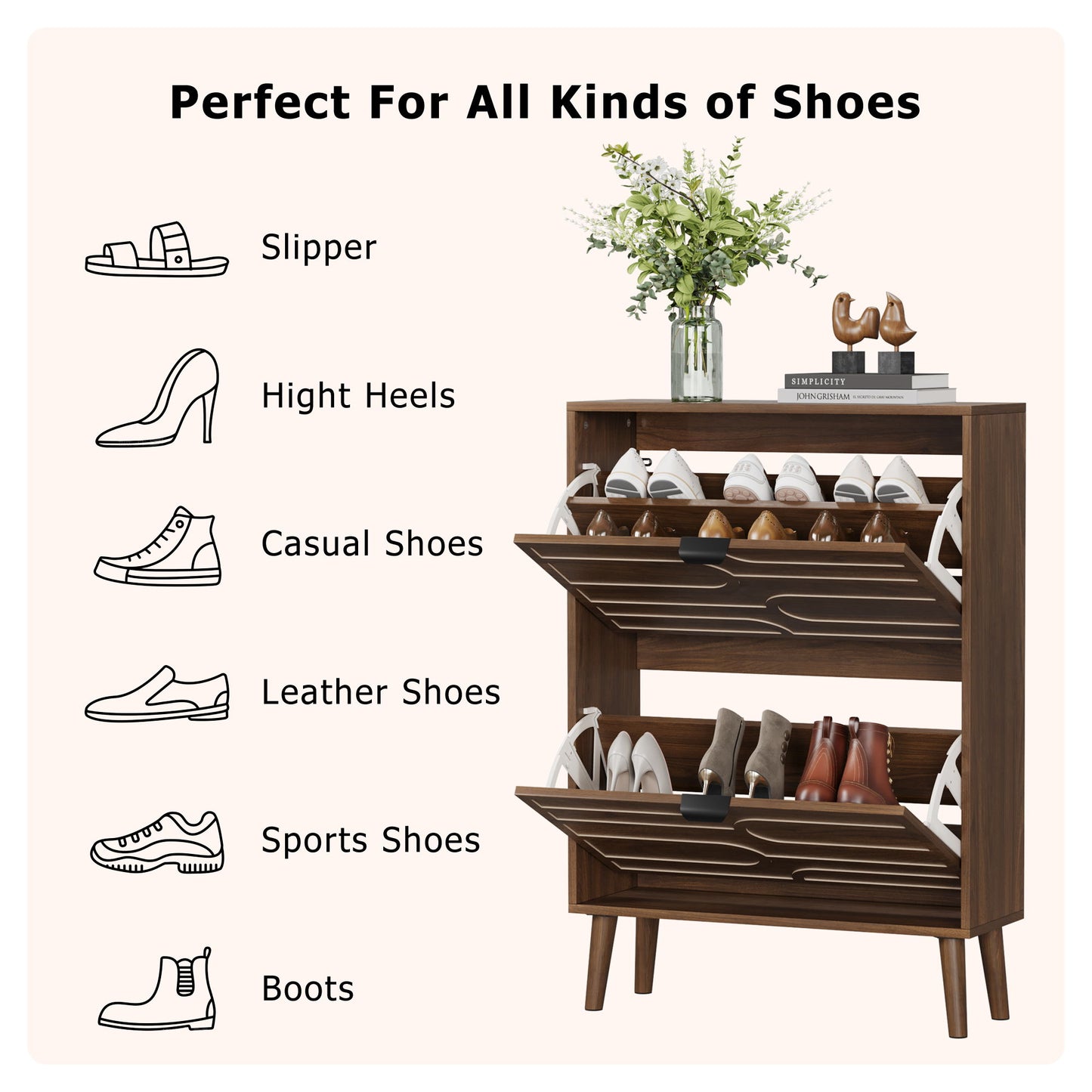 Medieval - Independent Shoe Cabinet With 2 Flip Drawers