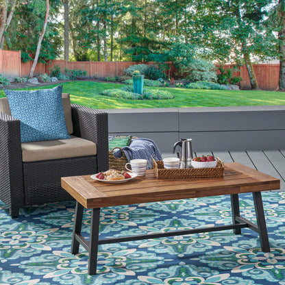 Carlisle - Industrial Coffee Table With And Slat Panel Design - Natural