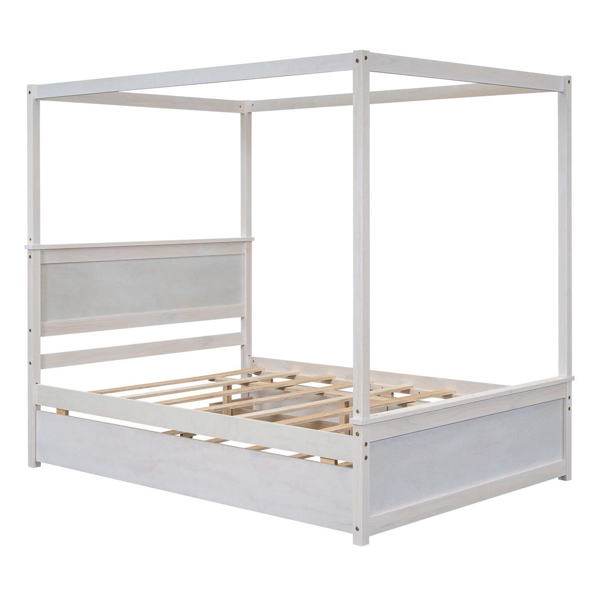 Canopy Platform Bed With Drawers, Support Slats, No Box Spring Needed